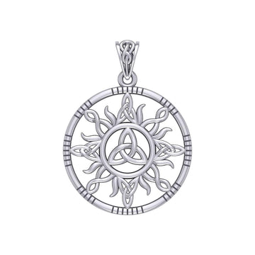 The Sun and Celtic Trinity Knot Silver Pendant TPD5924 - Jewelry